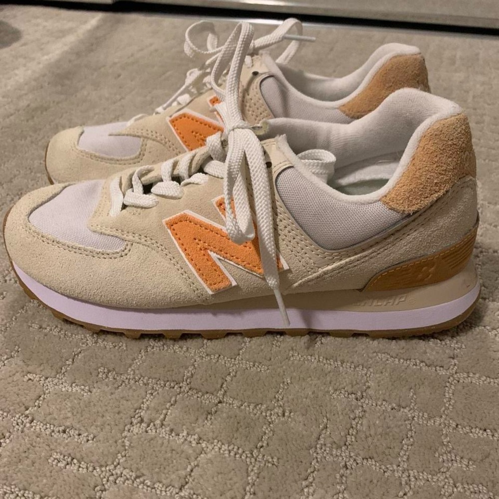 New Balance Cream and Orange Retro Sneakers